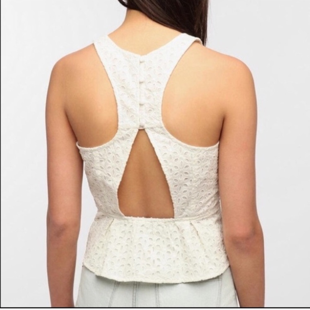 SOLD Black UO Eyelet Crop W Peplum Waist